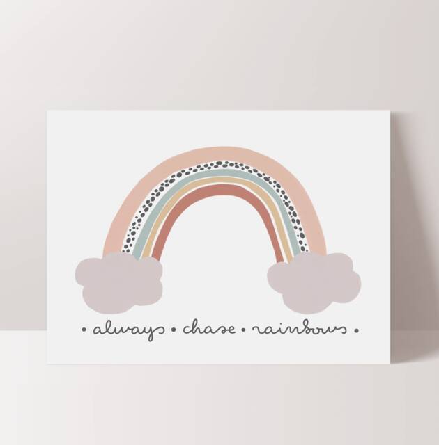 Rainbow Poster Print, Quote Pastel Rainbow, Girl Nursery Scandi Decor, Playroom Prints, Kids Wall Art - image 1