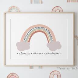 Rainbow Poster Print, Quote Pastel Rainbow, Girl Nursery Scandi Decor, Playroom Prints, Kids Wall Art - thumbnail 2