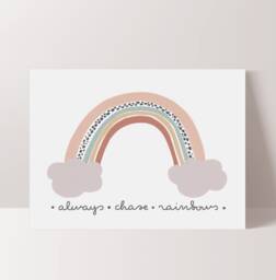 Rainbow Poster Print, Quote Pastel Rainbow, Girl Nursery Scandi Decor, Playroom Prints, Kids Wall Art - thumbnail 1