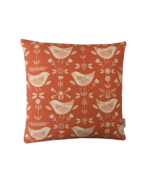 Scandinavian Linen Narvik Birds in Burnt Orange Ivory Home Accessories Throw Cushion Cover/Sham Pillowcase