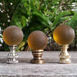 Amber Brown Lamp Finial, Shiny, Frosted, Iridescent - thumbnail 3