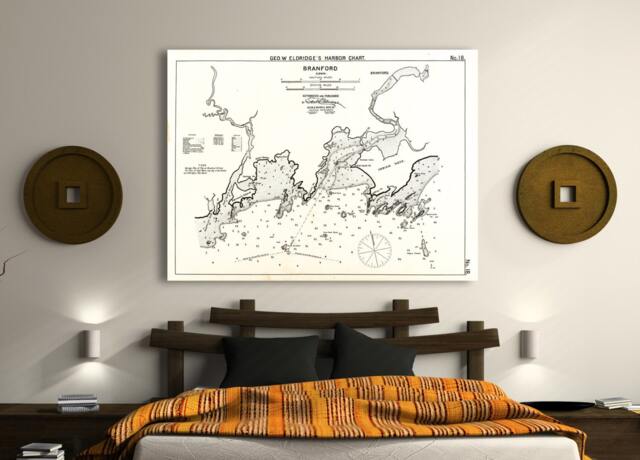 Antique Branford Connecticut Chart Print Vintage Map Art - image 1