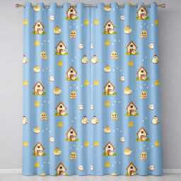 Cute Baby Chickens Blue Background Seamless Pattern Readymade Eyelet Ring Top Thermal 100% Blackout Curtains - thumbnail 2