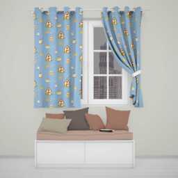 Cute Baby Chickens Blue Background Seamless Pattern Readymade Eyelet Ring Top Thermal 100% Blackout Curtains