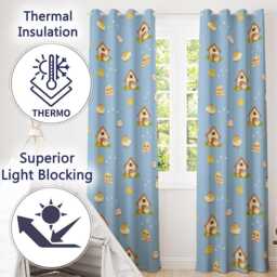Cute Baby Chickens Blue Background Seamless Pattern Readymade Eyelet Ring Top Thermal 100% Blackout Curtains - thumbnail 3