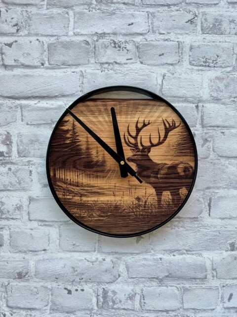 Forest Themed Wall Clock, Silent Round Carved Live Edge Wood & Metal, Outdoor Camping Home Decor, Nature Inspired Gifts - image 1