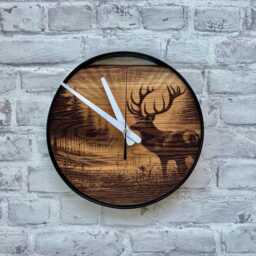 Forest Themed Wall Clock, Silent Round Carved Live Edge Wood & Metal, Outdoor Camping Home Decor, Nature Inspired Gifts - thumbnail 2