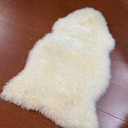 Genuine Sheepskin Rug, Ivory Wool Hide, Suede Backing, Organic Shape Decor - thumbnail 3