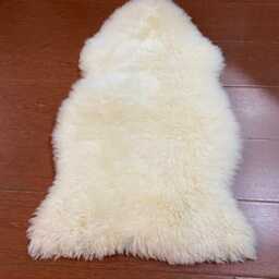 Genuine Sheepskin Rug, Ivory Wool Hide, Suede Backing, Organic Shape Decor - thumbnail 4