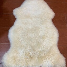 Genuine Sheepskin Rug, Ivory Wool Hide, Suede Backing, Organic Shape Decor - thumbnail 2