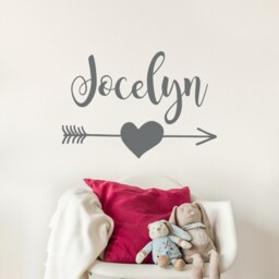 Personalized Boho Baby Name Wall Decal, Girls Arrow Heart Decal Girl, Nursery Decor, Room #117 - thumbnail 4