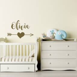 Personalized Boho Baby Name Wall Decal, Girls Arrow Heart Decal Girl, Nursery Decor, Room #117 - thumbnail 1