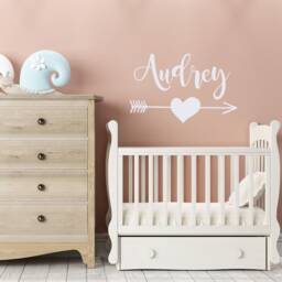 Personalized Boho Baby Name Wall Decal, Girls Arrow Heart Decal Girl, Nursery Decor, Room #117 - thumbnail 3