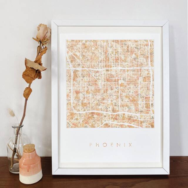 Phoenix Map Urban Fabric Watercolor Texture Painting Arizona City Plan - Art Print Graduation Wedding Anniversary Realtor Gift Earth - image 1