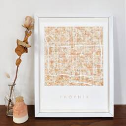 Phoenix Map Urban Fabric Watercolor Texture Painting Arizona City Plan - Art Print Graduation Wedding Anniversary Realtor Gift Earth - thumbnail 1