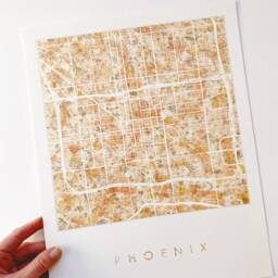 Phoenix Map Urban Fabric Watercolor Texture Painting Arizona City Plan - Art Print Graduation Wedding Anniversary Realtor Gift Earth - thumbnail 3