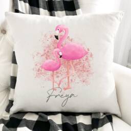 Personalised Flamingo Cushion Gift , Printed Name Design Throw Pillow For Girls Boys Bedroom Christmas - thumbnail 3