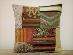 Patchwork Kilim Pillow 20 X20 Inches Multicolor Kilim Pillow Cover Handmade Wool Cushion Sofa Cover - thumbnail 1
