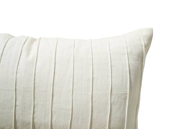 Ivory Linen Pleated Textured Pillow Cover, Lumbar Pillow, Off White Cushion, Decorative Housewarming Gift Hostess Bed - image 1
