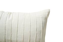 Ivory Linen Pleated Textured Pillow Cover, Lumbar Pillow, Off White Cushion, Decorative Housewarming Gift Hostess Bed - thumbnail 1