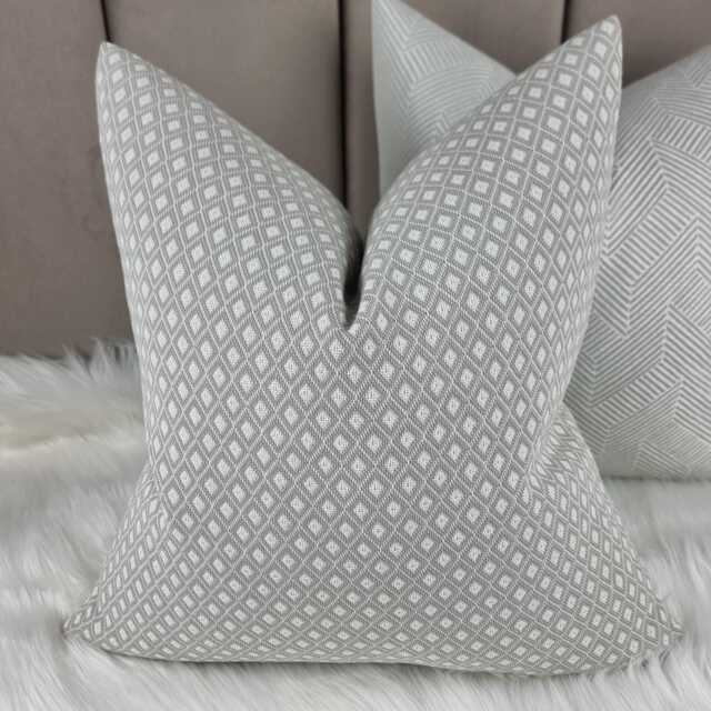 Park Lane John Lewis Grey Cushion Cover Luxury Geometric Design For Sofa Or Bed - Silver Pillow Cover, Modern Throw Case - image 1
