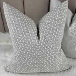 Park Lane John Lewis Grey Cushion Cover Luxury Geometric Design For Sofa Or Bed - Silver Pillow Cover, Modern Throw Case - thumbnail 2