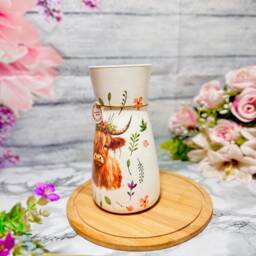 Highland Cow Hand Decoupaged Glass Vase, Flower Vase, Cow Vase, Home Decor, Gift For Her, Gift, New Home Gift, Cow Gift, Desig - thumbnail 3
