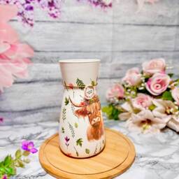 Highland Cow Hand Decoupaged Glass Vase, Flower Vase, Cow Vase, Home Decor, Gift For Her, Gift, New Home Gift, Cow Gift, Desig - thumbnail 2