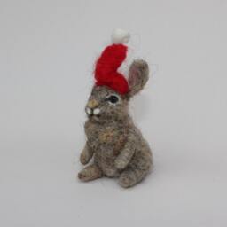 Felted Hare-Christmas Ornament-Christmas Bunny Decor-Winter Tree Decor -Handmade Gift-Needle Animal - thumbnail 3