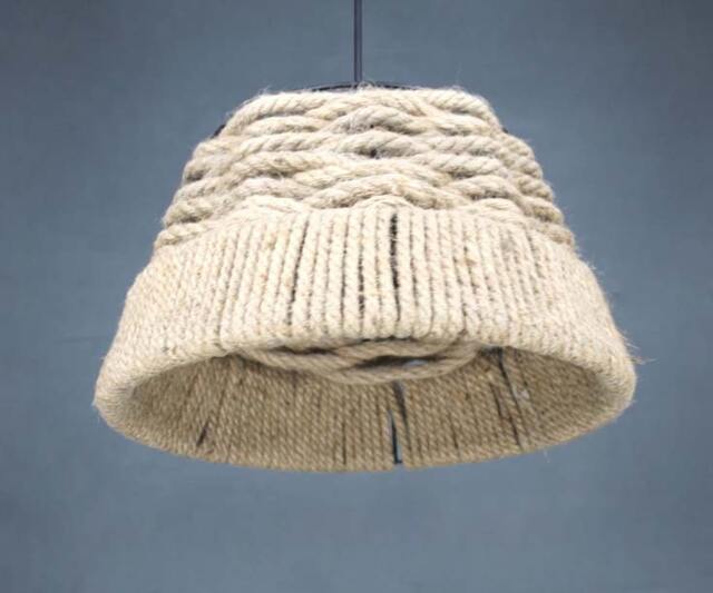 Hemp Rope Pendant Light Hand Woven Rustic Ceiling Lamp - image 1