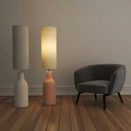 Modern Ceramic Floor Lamp, Soft Linen Shade Living Room Light - Naaya Helio