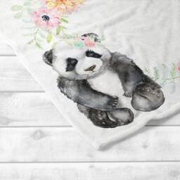 Panda Baby Girl Milestone Blanket-Baby Gift -Baby Month Blanket -Growth Blanket-Personalized - Floral Wreath - thumbnail 2