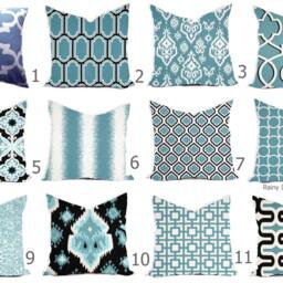 Pillows Cover Custom - Blue Powder Baby Ice White All Sizes 18x18, 16x16 Throw Accent Toss Modern Quatrefoilprint - thumbnail 2