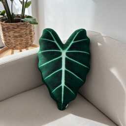 Alocasia Frydek Leaf Pillow, Green Velvet Plant Cushion