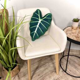 Alocasia Frydek Leaf Pillow, Green Velvet Plant Cushion - thumbnail 2