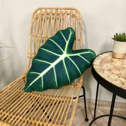 Alocasia Frydek Leaf Pillow, Green Velvet Plant Cushion - thumbnail 3