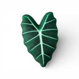 Alocasia Frydek Leaf Pillow, Green Velvet Plant Cushion - thumbnail 4