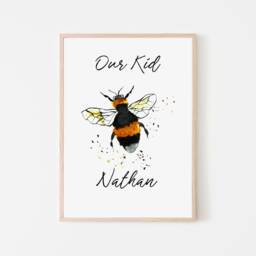 Personalised Our Kid Wall Print, Custom Manchester Bee Art Mancunian Print - thumbnail 2