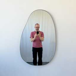 Freeform Irregular Shape Mirror With Handcrafted Bronze Patina Frame - H - thumbnail 2