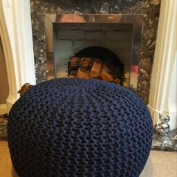 Knitted Pouf , Floor Pouf, Handmade Ottoman - thumbnail 2