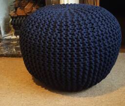 Knitted Pouf , Floor Pouf, Handmade Ottoman - thumbnail 1