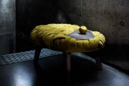 Woven Knot Upholstered Bench, Textile Cushion Seat