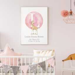 New Baby Girl Gift - Personalised Giraffe Print - thumbnail 3