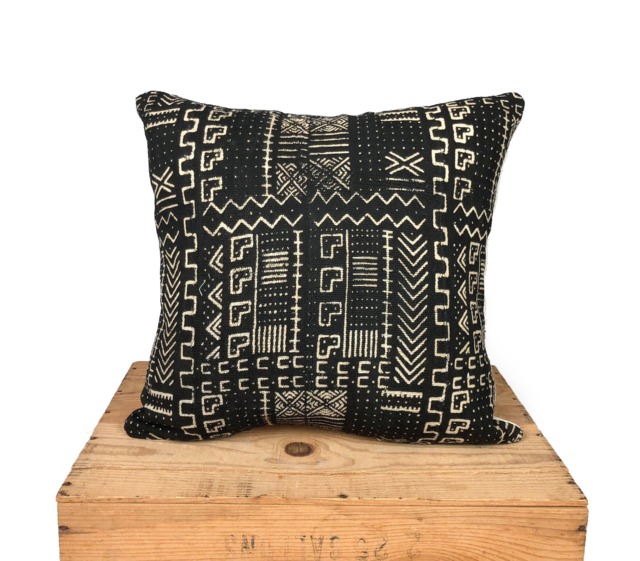 "Mudcloth Pillows, African Print, Authentic Mud Cloth Pillow Cover, Black & White - " - image 1