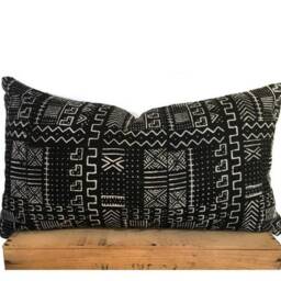 "Mudcloth Pillows, African Print, Authentic Mud Cloth Pillow Cover, Black & White - " - thumbnail 2