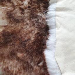 Brown Cream Sheepskin Rug - Genuine Lamb Fur Pelt - 125x85cm - thumbnail 4