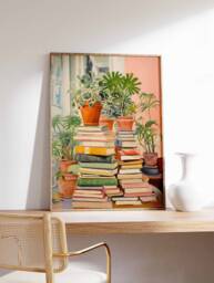 Vintage Bookshop Poster, Book Shop Print, Lovers Gift, Reading Antique Wall Art, Retro Library Gift Idea - thumbnail 1