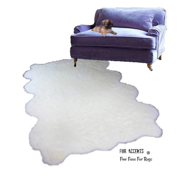 Handmade Faux Sheepskin Rug - Plush Pelt Shape Throw, Usa