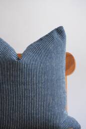 Blue Cream Striped Woven Pillow Cover - thumbnail 1