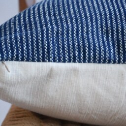 Blue Cream Striped Woven Pillow Cover - thumbnail 3